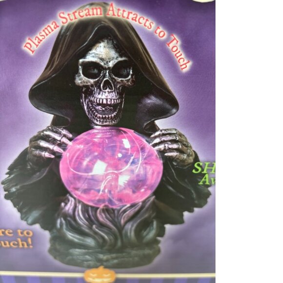 Grim Reaper Mysterious Plasma Orb Lighted Static Magic Ball Halloween Decoration - Picture 3 of 4